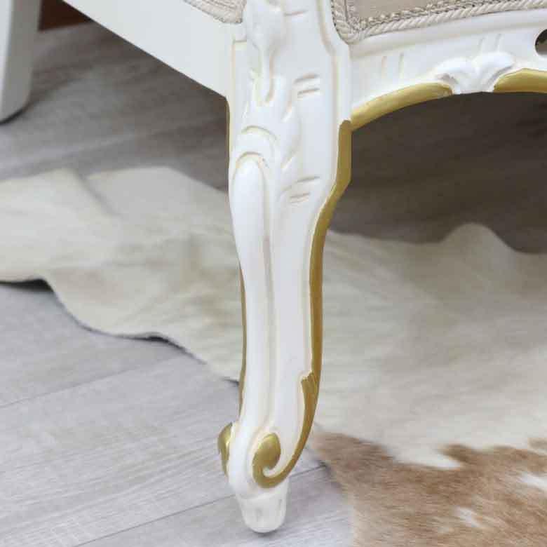 イタリア 3人がけ ソファー ホワイト ヴェルサイユ 木製 3Pソファ 完成