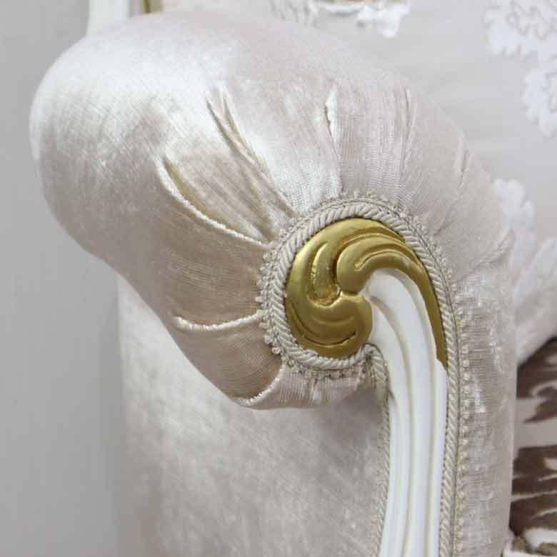 イタリア 3人がけ ソファー ホワイト ヴェルサイユ 木製 3Pソファ 完成