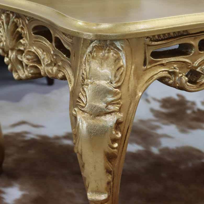 イタリア リビングテーブル ゴールド 84cm ローテーブル 猫脚 完成品 