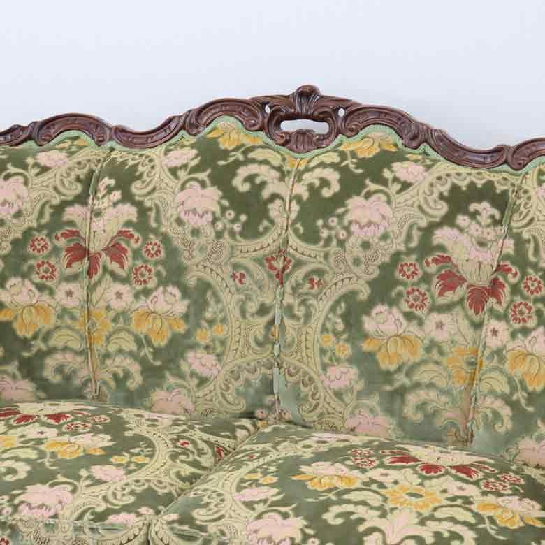 イタリア 3人がけソファ 金華山 グリーン 完成品 木製 HORTENSIA