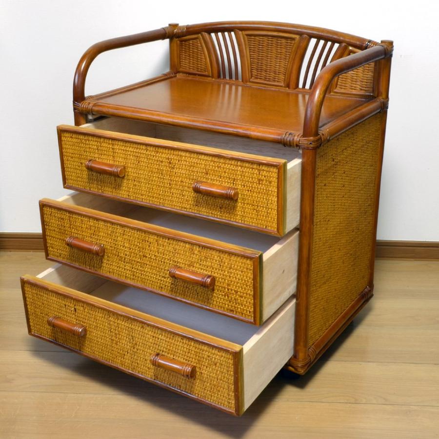 軽量ラタン 3段 チェスト 手作り 軽い ブラウン : インテリア北欧Yahoo