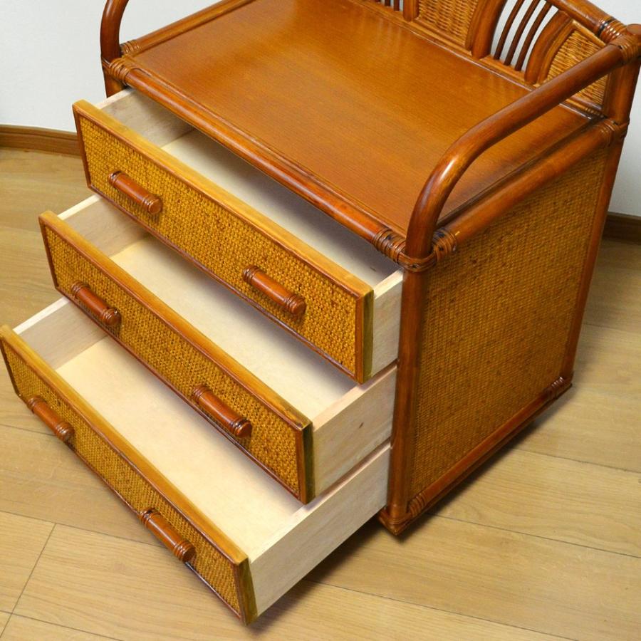軽量ラタン 3段 チェスト 手作り 軽い ブラウン : インテリア北欧Yahoo