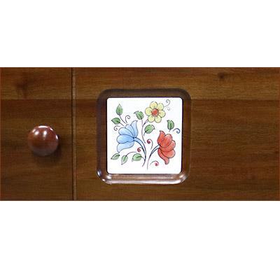 カントリー 3段チェスト マホガニー タイル付き : インテリア北欧Yahoo