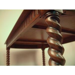 ダイニングテーブル ねじり脚 145cm 木製 4人がけ オーク材 茶 レトロ