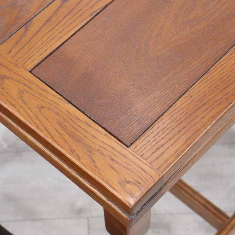 ダイニングテーブル 60-100cm 伸長式 オーク 二人用 木製 茶 レトロ