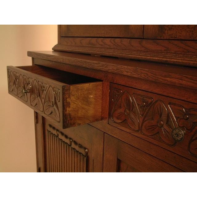 カップボード 90cm キャビネット オーク 食器棚 木製 茶 レトロ 319