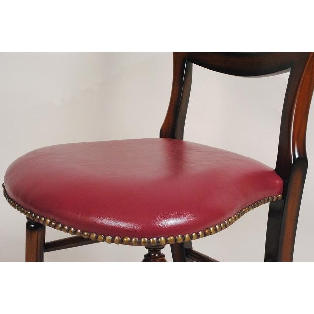 ダイニングチェア 合皮 レッド マホガニー 猫脚 完成品 バルーンチェア