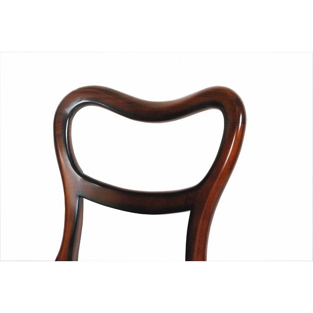 ダイニングチェア 合皮 レッド マホガニー 猫脚 完成品 バルーンチェア