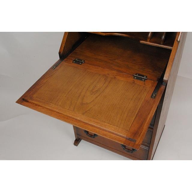 ライティングデスク 木製 オーク 完成品 ビューロー 茶 レトロ 521