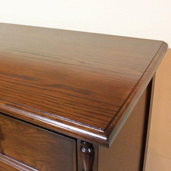 ワイドチェスト 6引出 オーク 完成品 木製 レトロ タンス 707