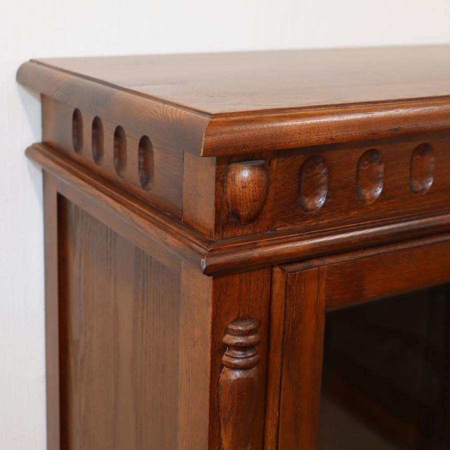 キャビネット ねじり脚 キュリオケース オーク 完成品 木製