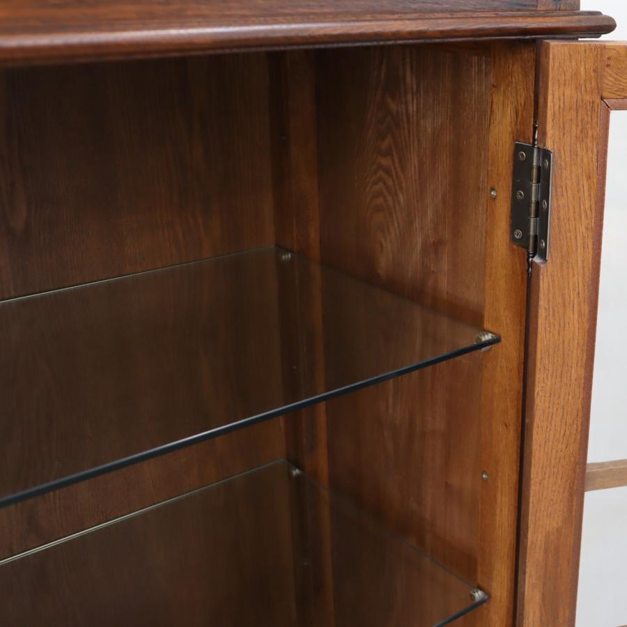 キャビネット ねじり脚 キュリオケース オーク 完成品 木製