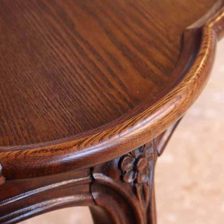 トレーテーブル 53cm 木製 ラウンドテーブル オーク 完成品 レトロ カフェテーブル｜hokuo｜05