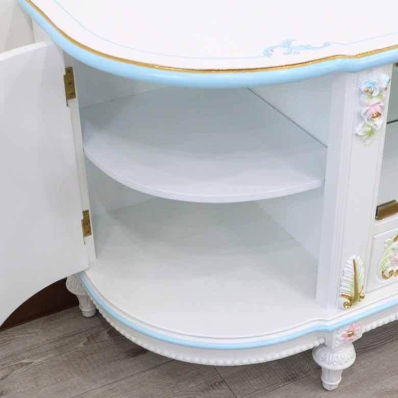 ロココ調 テレビボード ローキャビネット 白家具 アンティーク