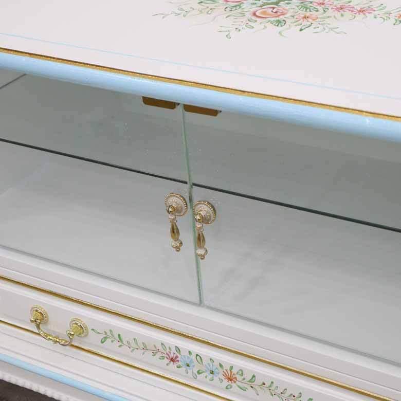 ロココ調 テレビボード ローキャビネット 白家具 アンティーク