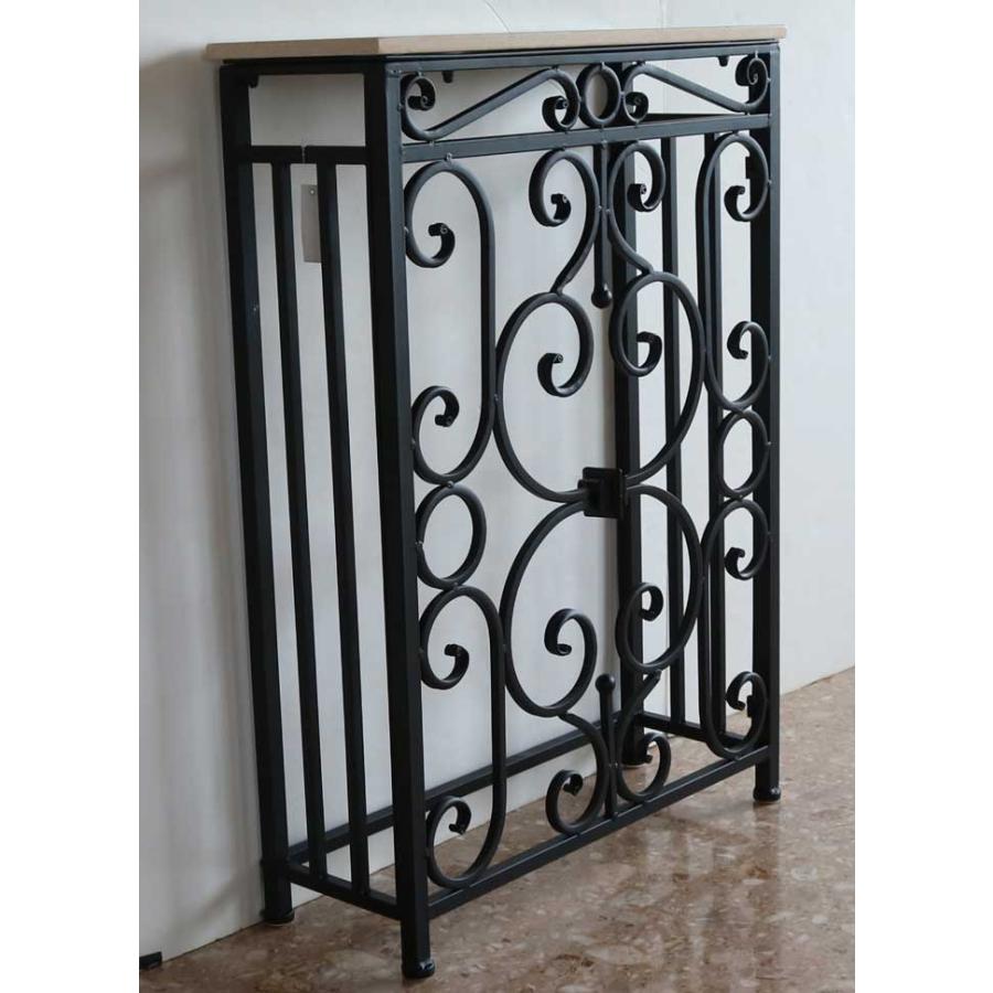 コンソールテーブル 63cm幅 ロートアイアン 大理石テーブル 花台 FM