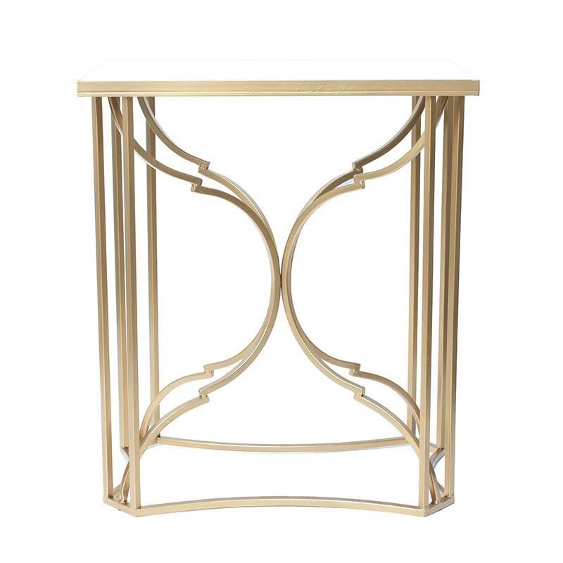 サイドテーブル ゴールド 木製 完成品 ロートアイアン アンティーク調