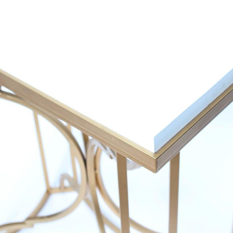 サイドテーブル ゴールド 木製 完成品 ロートアイアン アンティーク調