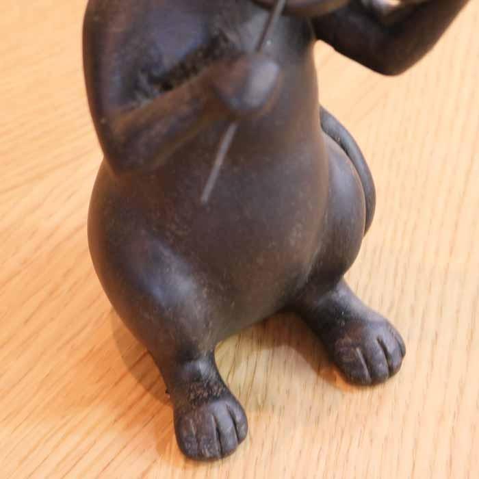 樹脂製 猫のオーケストラ バイオリン アンティーク調 ブラック 猫雑貨