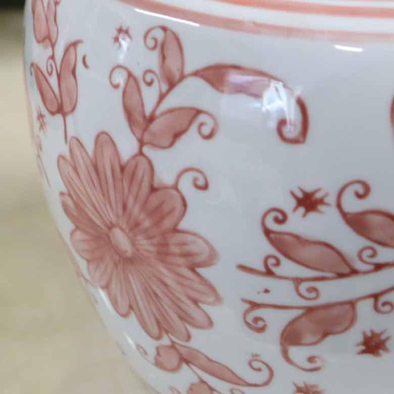水鉢 ピンク 花柄 7号 シノワズリ ミニ火鉢 鉢カバー プランター 水鉢 ピンク 花柄 7号 シノワズリ ミニ火鉢 鉢カバー プランター
