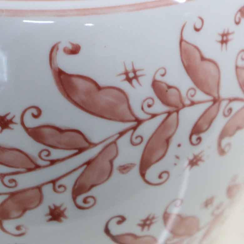 水鉢 ピンク 花柄 7号 シノワズリ ミニ火鉢 鉢カバー プランターカバー