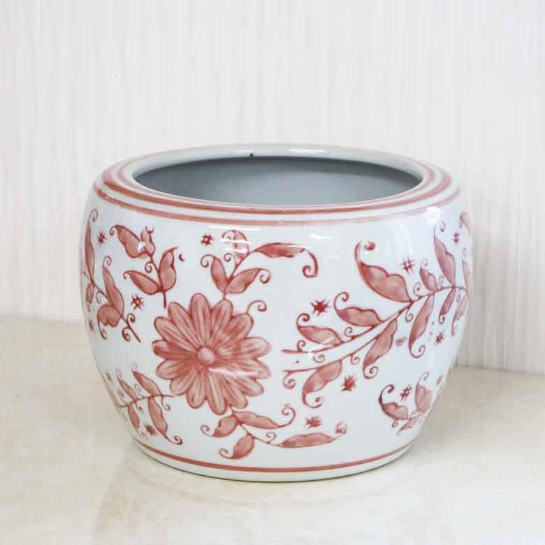水鉢 ピンク 花柄 7号 シノワズリ ミニ火鉢 鉢カバー プランター 水鉢 ピンク 花柄 7号 シノワズリ ミニ火鉢 鉢カバー プランター