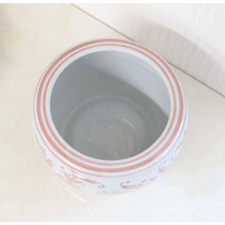 水鉢 ピンク 花柄 5号 シノワズリ ミニ火鉢 鉢カバー プランターカバー