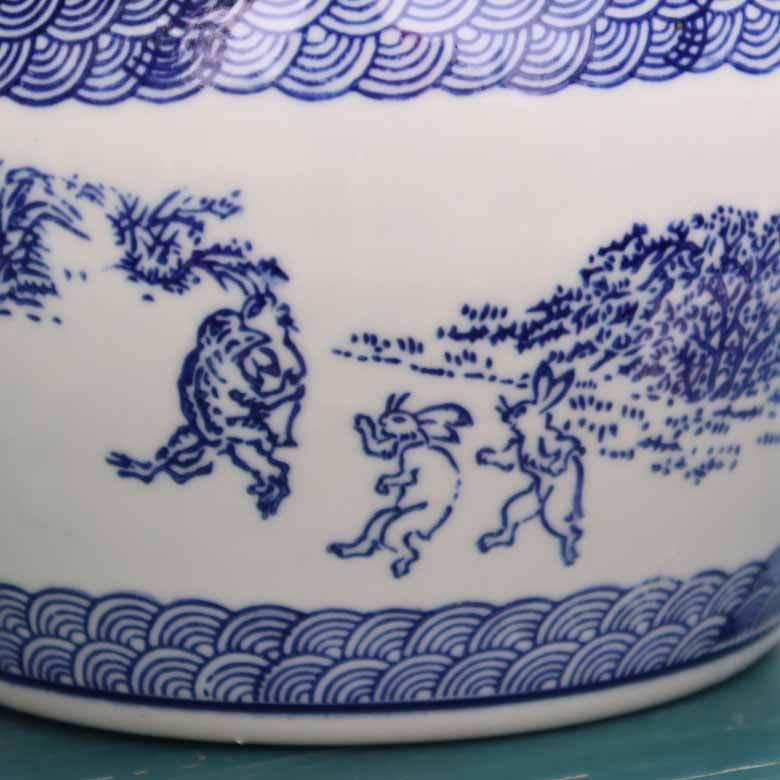 水鉢 鳥獣戯画 7号 シノワズリ オリエンタル ジャポニズム 火鉢 鉢