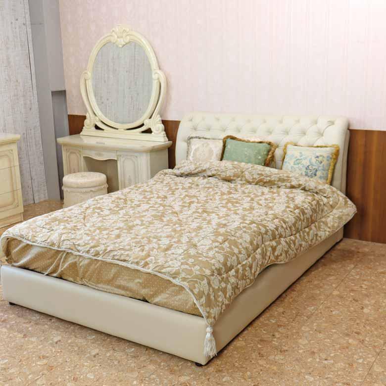 ベッドフレーム ダブル ワイドダブル チェスターフィールド風 革風