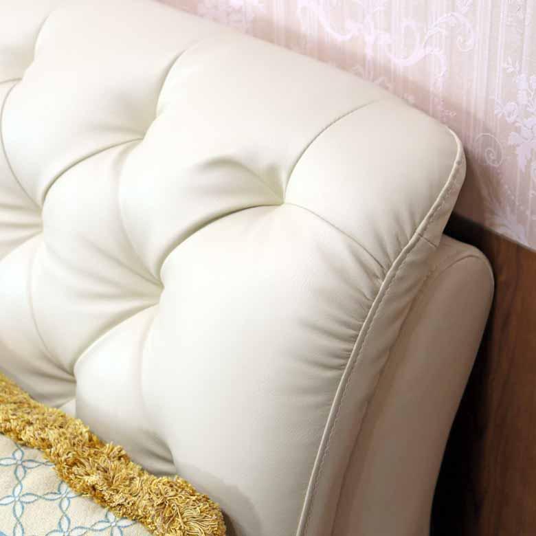 ベッドフレーム ダブル ワイドダブル チェスターフィールド風 革