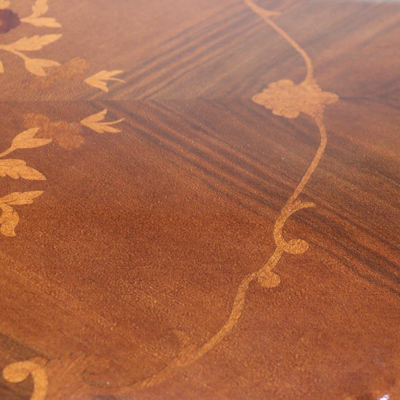 イタリア ダイニングテーブル 3点セット 80cm 円形 象嵌 ハープ