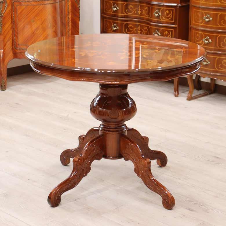 イタリア　象嵌　ダイニングテーブル　クラシック　ラウンド　円形 90cm ダイニングテーブル 円形 ラウンドテーブル イタリア 象嵌