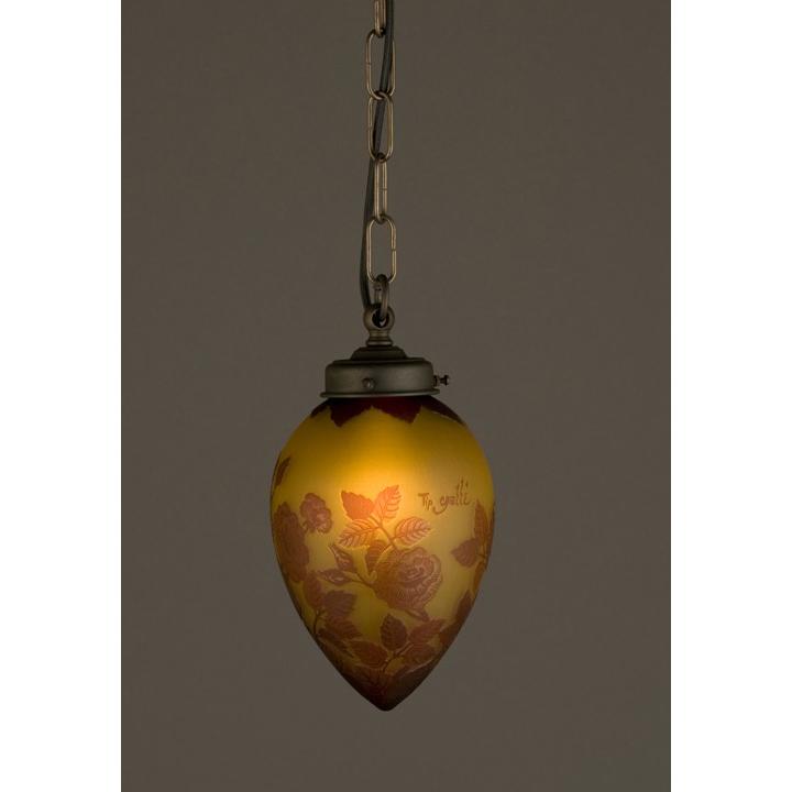 ペンダントライト アンティーク調 1灯 照明 ガレ ガレ風 レッドローズ