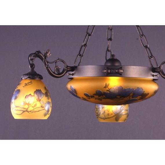 シャンデリア アンティーク調 6灯 照明 ガレ ガレ風 マグノリア 木蓮