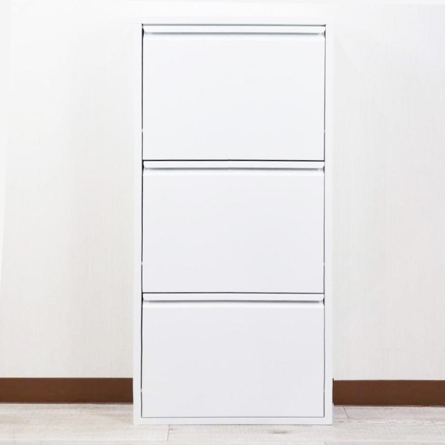 シューズボックス スリム 3段 ホワイト アイアン DOTTUS ドッタス