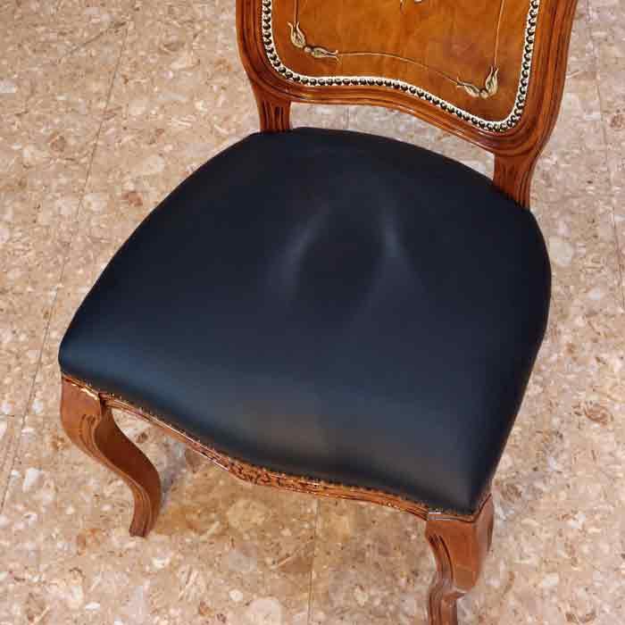 イタリア ダイニングテーブル 3点セット 80cm 円形 象嵌 2人用 本革