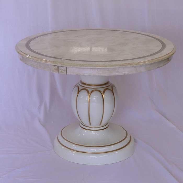 イタリア レオナルド ダイニングテーブル 110cm 円形 伸長式 キャメル