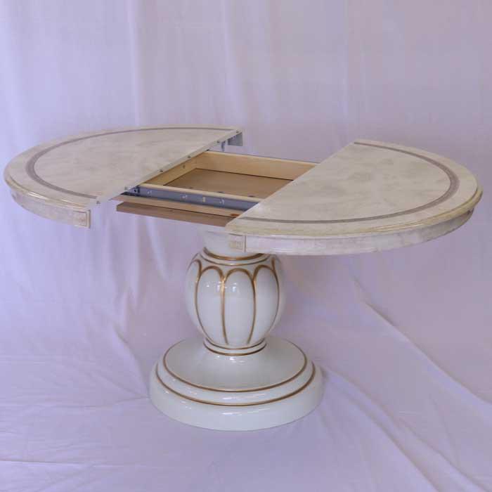 イタリア製ダイニング５点セット　レオナルド ※テーブル（１１０ｃｍ円形）伸長式 イタリア レオナルド ダイニングテーブル 110cm 円形 伸長式 キャメル