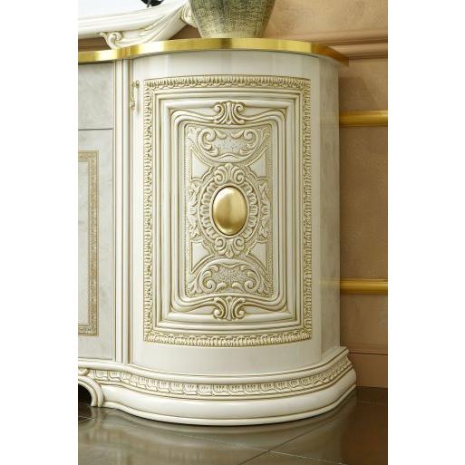 イタリア レオナルド 3ドアキャビネット カップボード 食器棚 キャメル