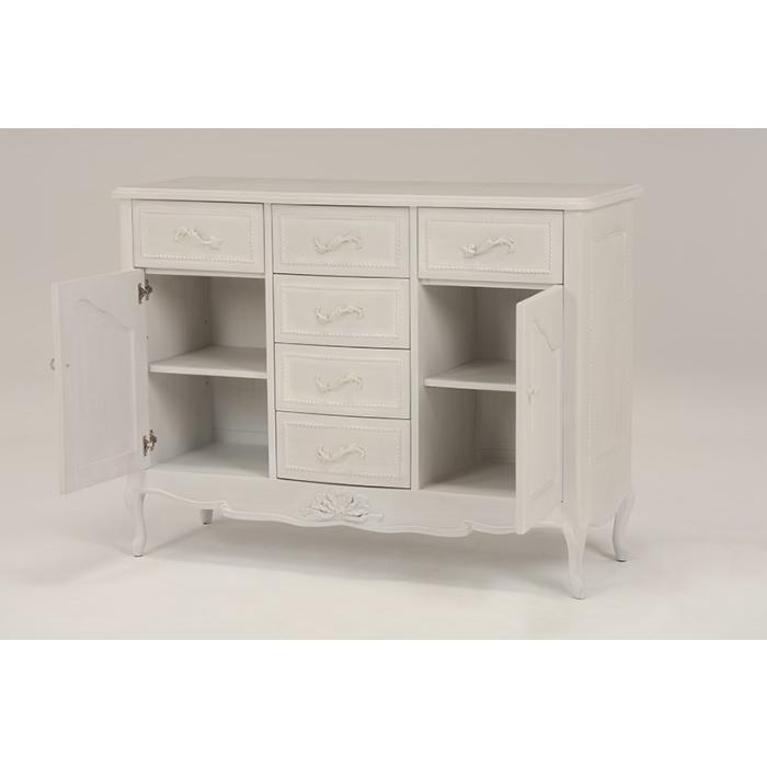 キャビネット ワイド 120cm幅 ハンプトン サイドボード 収納家具 チェスト 木製 猫脚 完成品 シャビー RCC-1362AW | HAGiHARA | 01