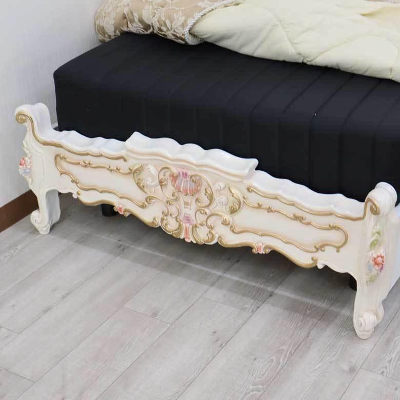 ヨーロッパ アンティーク調 ベッド マットレス セット 家具 Au100 アンティーク風 ベッド フットレス Grace White [シングル