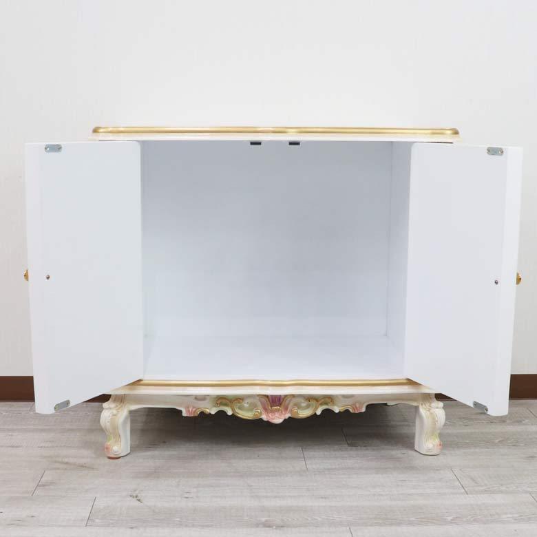 ロココ調 サイドボード 84cm リビングボード キャビネット 完成 ロココ調 サイドボード 84cm リビングボード キャビネット 完成