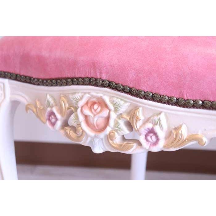 ロココ ダイニングチェア ピンク 本革 イス 椅子 インテリア 姫系 ロココ調 デスクやダイニングにダイニングチェア/本革ピンク