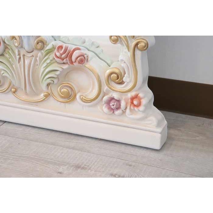 ロココ調 ミラー 姿見 スタンドミラー クラック仕上げ 白家具