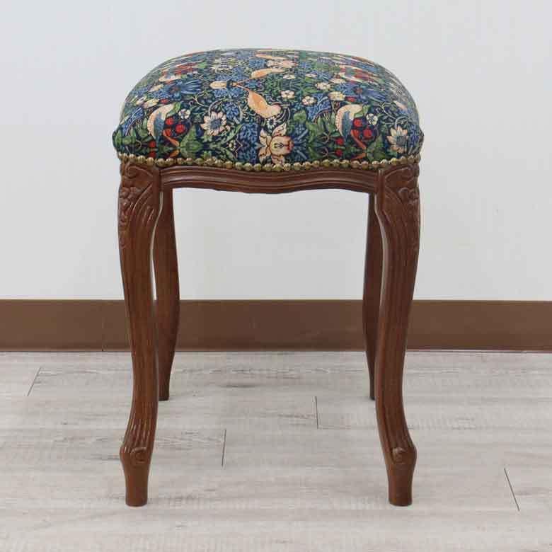 スツール おしゃれ いちご泥棒 木製 猫脚 イタリア 玄関 オットマン