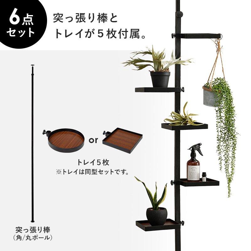 (タイムセール中) 突っ張り ポールハンガー 6点セット(5段分)丸型 スリム 幅43cm×奥行43cm×高さ187〜264cm コーナー