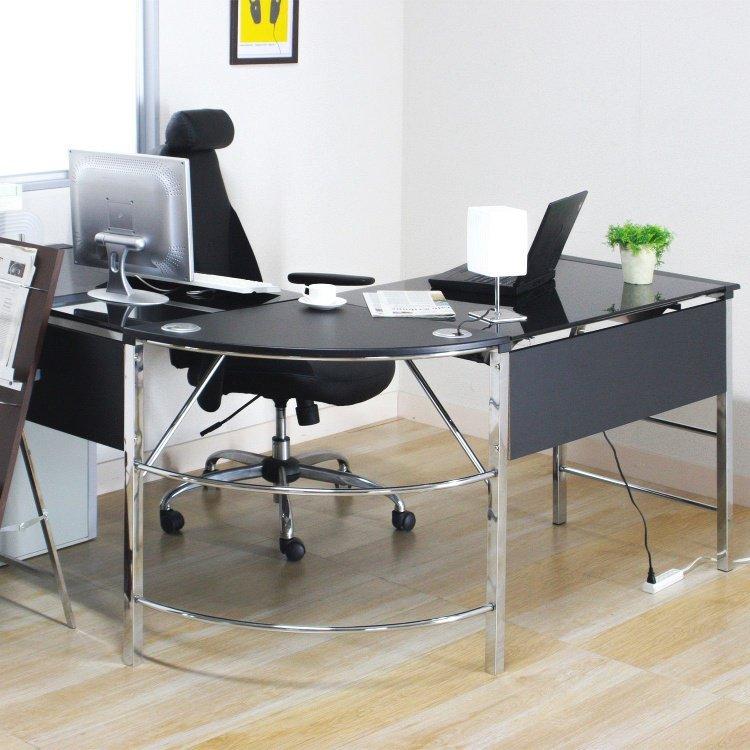 パソコンデスク おしゃれ L字 ガラス ワークデスク ワークデスク