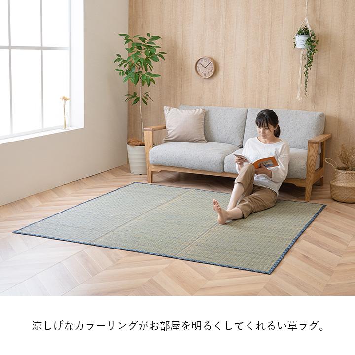 い草ラグ 約180×240cm シンプル 畳 チェック柄 夏用_2