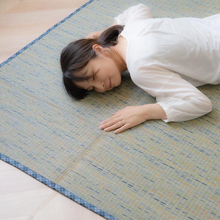 い草ラグ 約180×240cm シンプル 畳 チェック柄 夏用_8