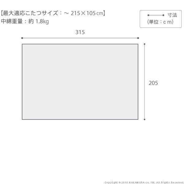 (タイムセール中) こたつ掛け布団 長方形 315×205cm 日本製厚手カーテン生地の北欧柄こたつ布団 おしゃれ_2